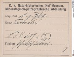 Etiketten zu Turmalin (NHMW-MIN-Ag969)